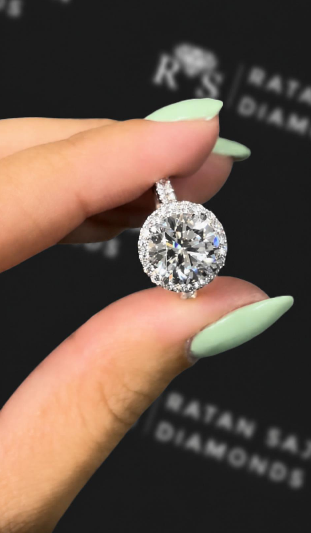 3 Carat Halo Engagement Ring - Round Diamond
