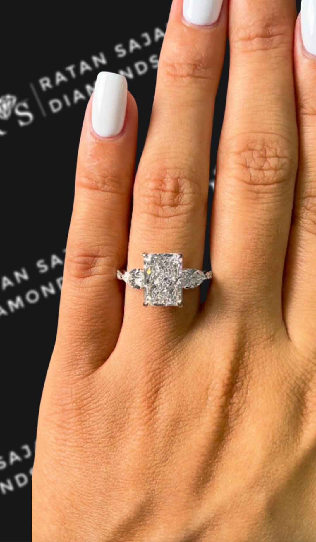 3 carat radiant cut natural diamond engagement ring by Ratan Sajan Diamonds Dubai