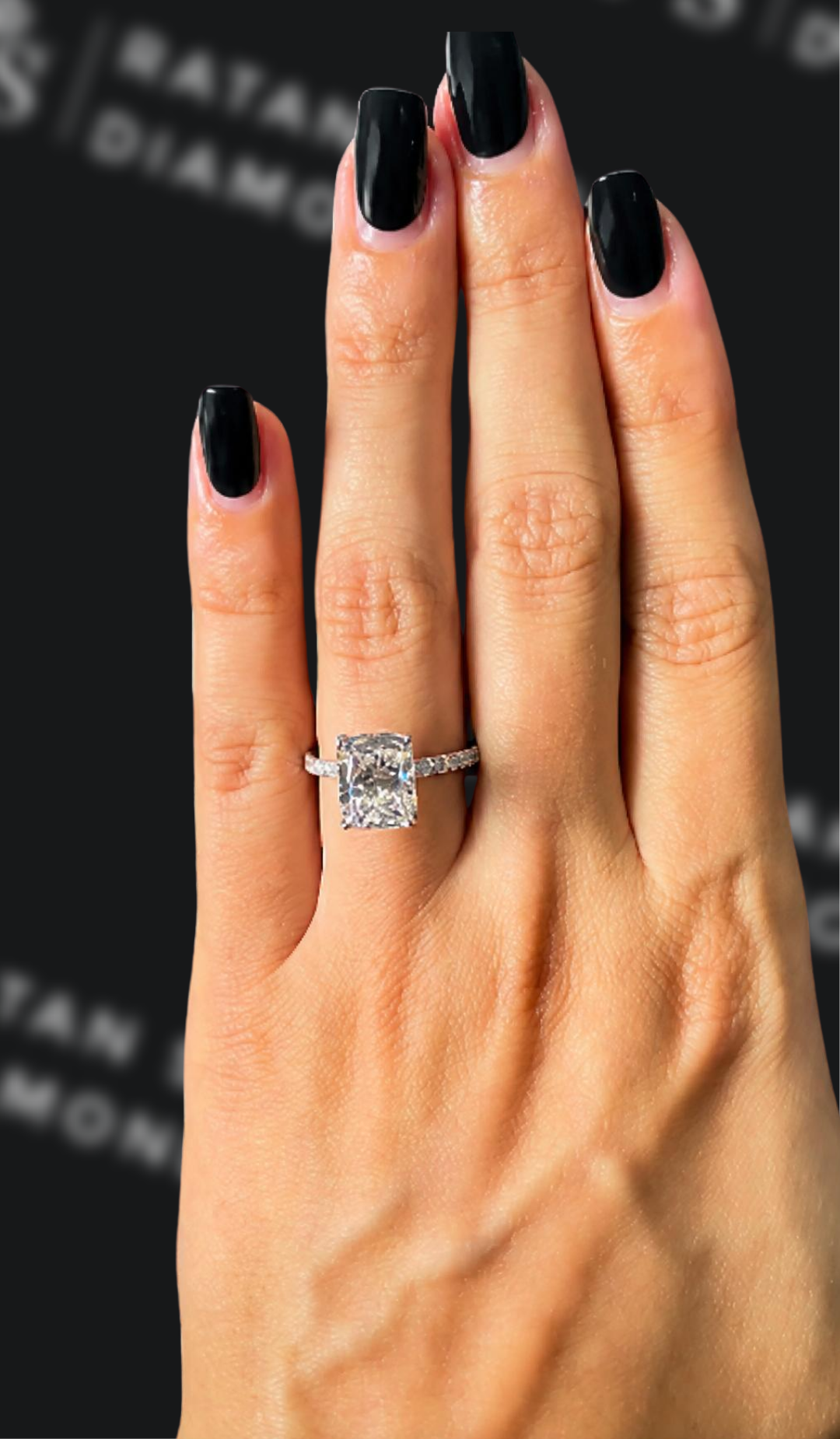 1.5 carat cushion cut natural diamond engagement ring by Ratan Sajan Diamonds Dubai