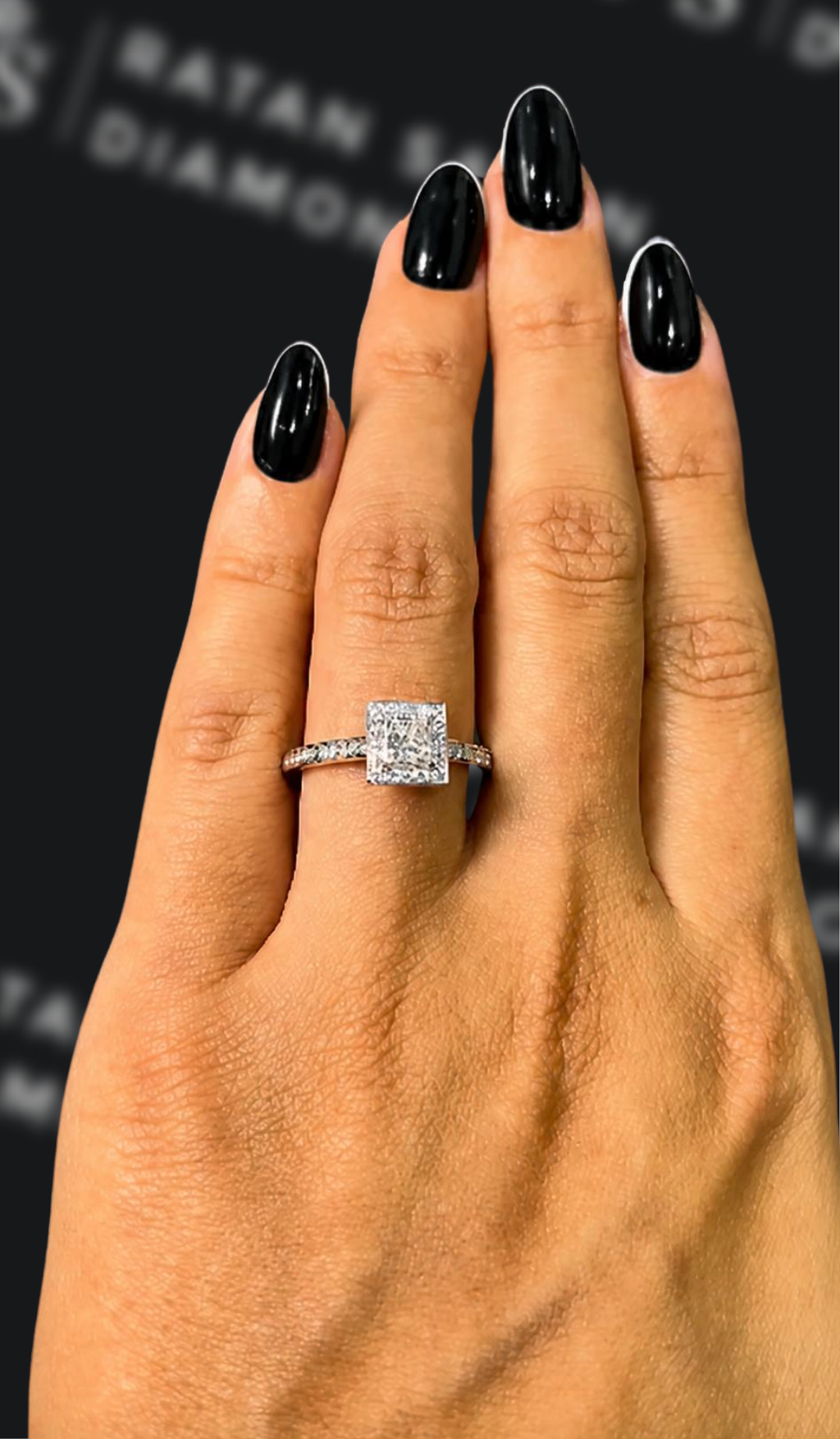 0.5 carat princess cut natural diamond engagement ring by Ratan Sajan Diamonds Dubai