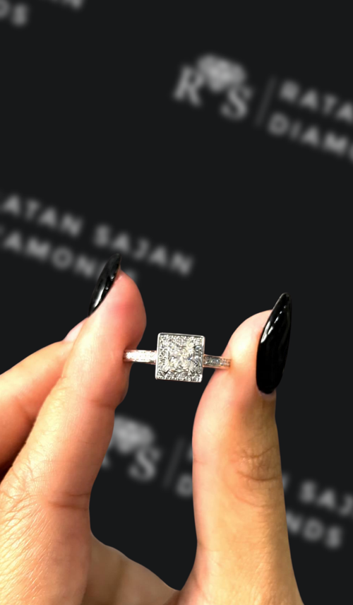 0.5 carat princess cut natural diamond engagement ring by Ratan Sajan Diamonds Dubai