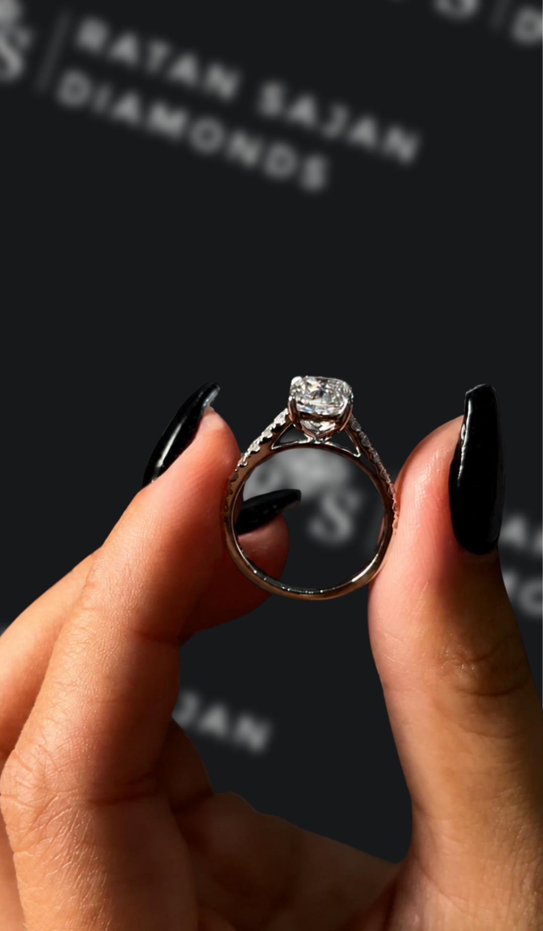 1.5 carat emerald cut natural diamond engagement ring by Ratan Sajan Diamonds Dubai