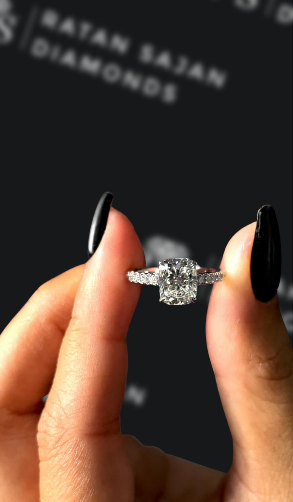 1.5 carat emerald cut natural diamond engagement ring by Ratan Sajan Diamonds Dubai