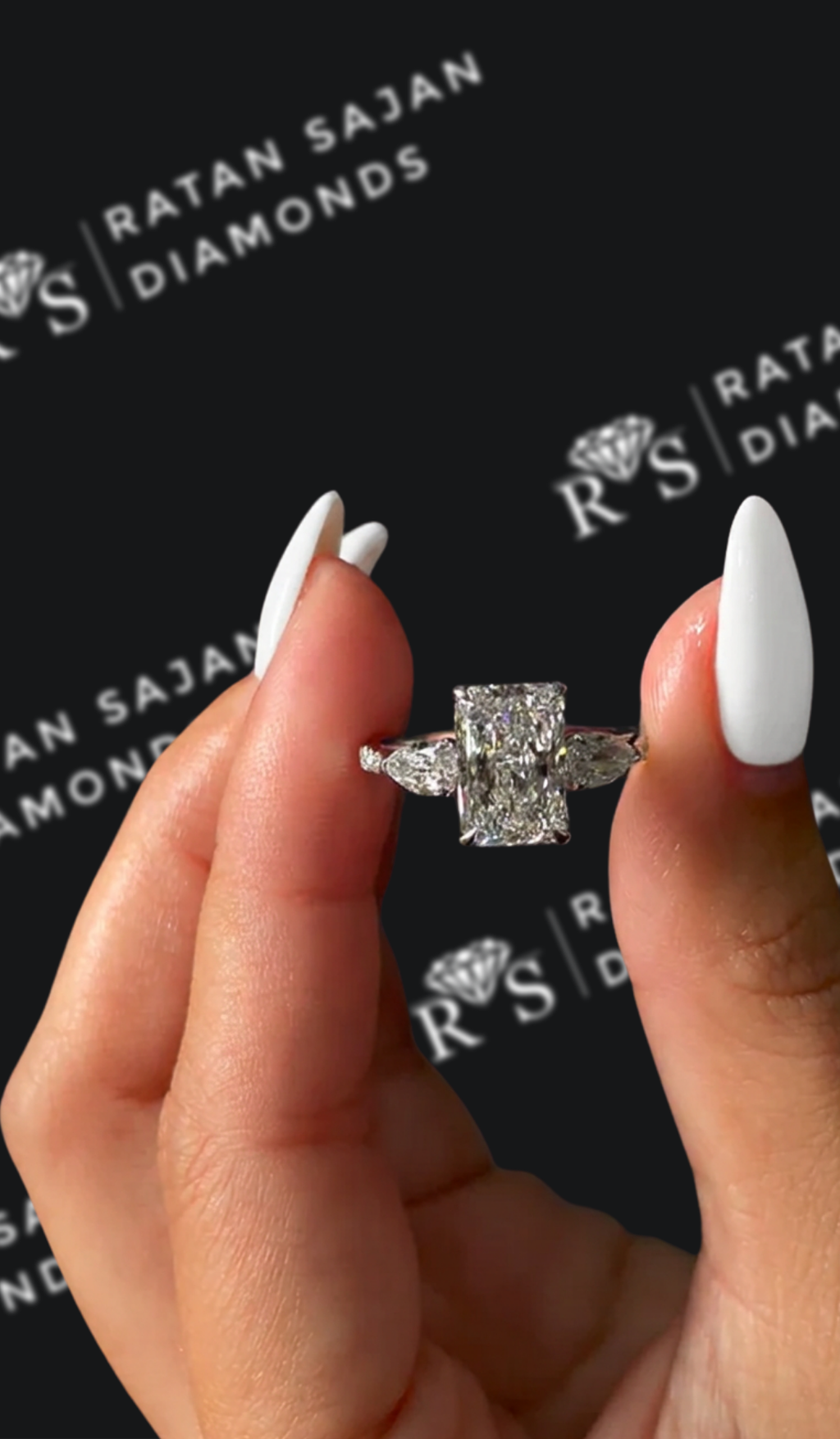 2.5 carat radiant cut natural diamond engagement ring by Ratan Sajan Diamonds Dubai