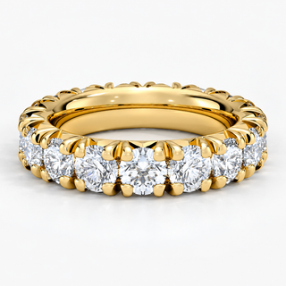 4 CTW Round Cut Natural Diamond French Pavé Full Eternity Band in 18K Yellow Gold
