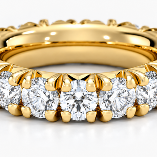 4 CTW Round Cut Natural Diamond French Pavé Full Eternity Band in 18K Yellow Gold