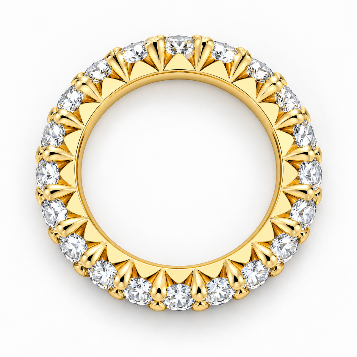 4 CTW Round Cut Natural Diamond French Pavé Full Eternity Band in 18K Yellow Gold