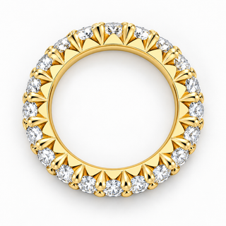 4 CTW Round Cut Natural Diamond French Pavé Full Eternity Band in 18K Yellow Gold
