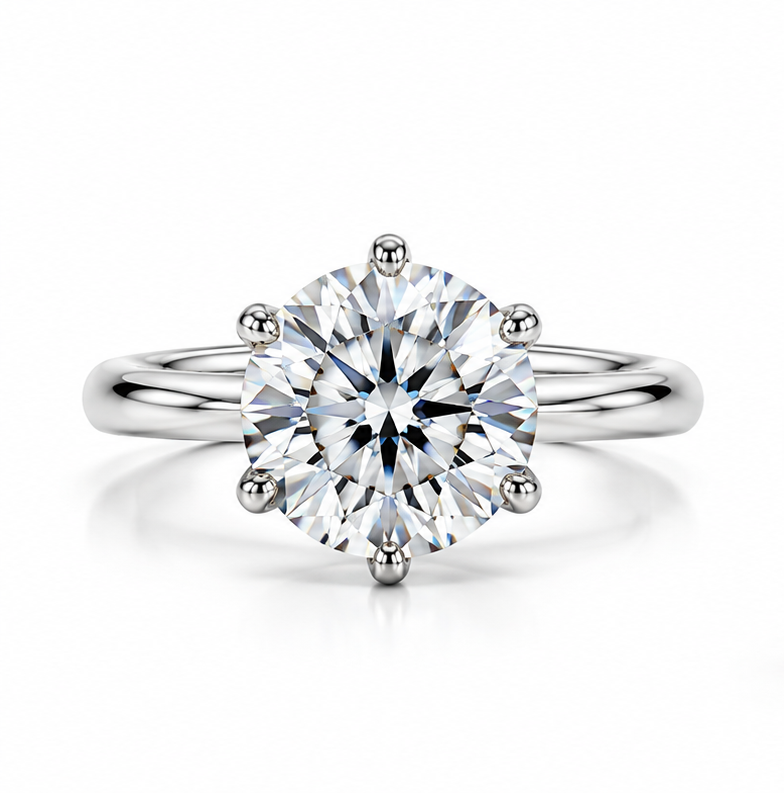 2 Carat | Round | Natural Diamond | Solitaire Engagement Ring