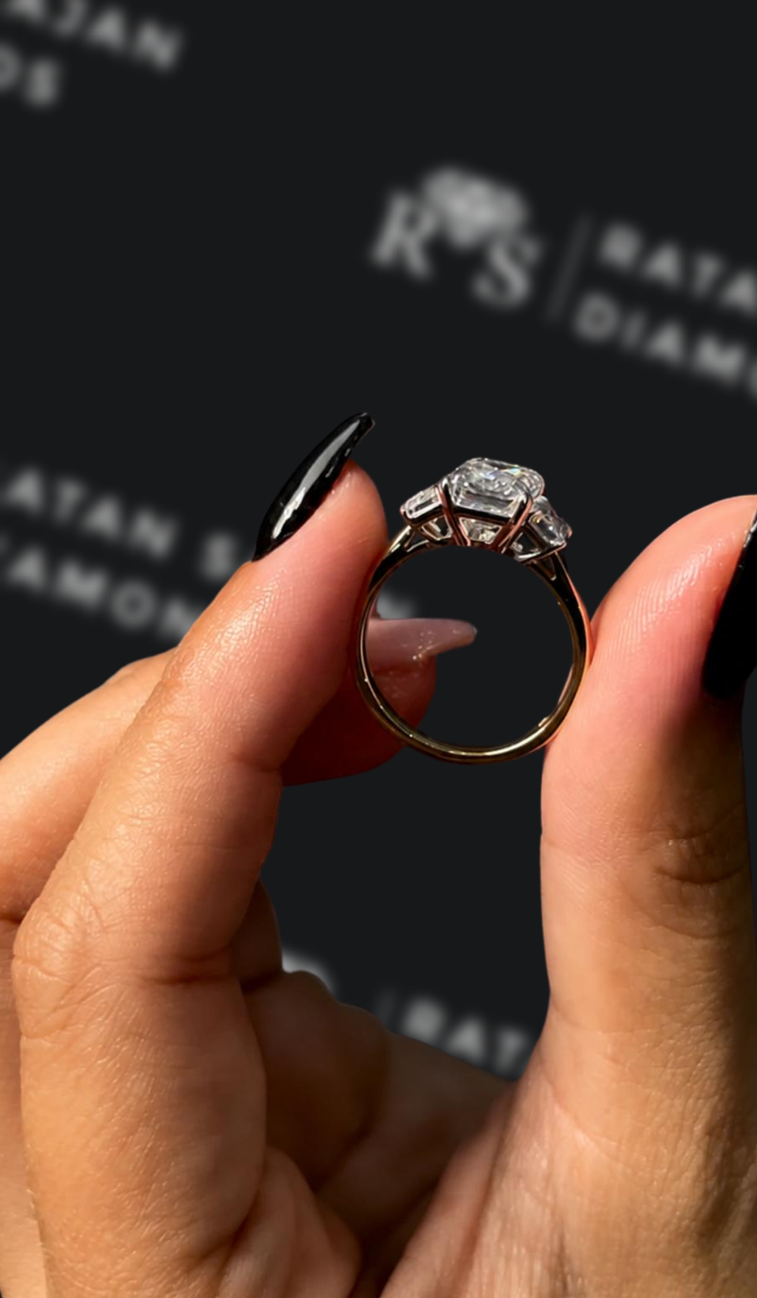 1.5 carat cushion cut natural diamond engagement ring by Ratan Sajan Diamonds Dubai