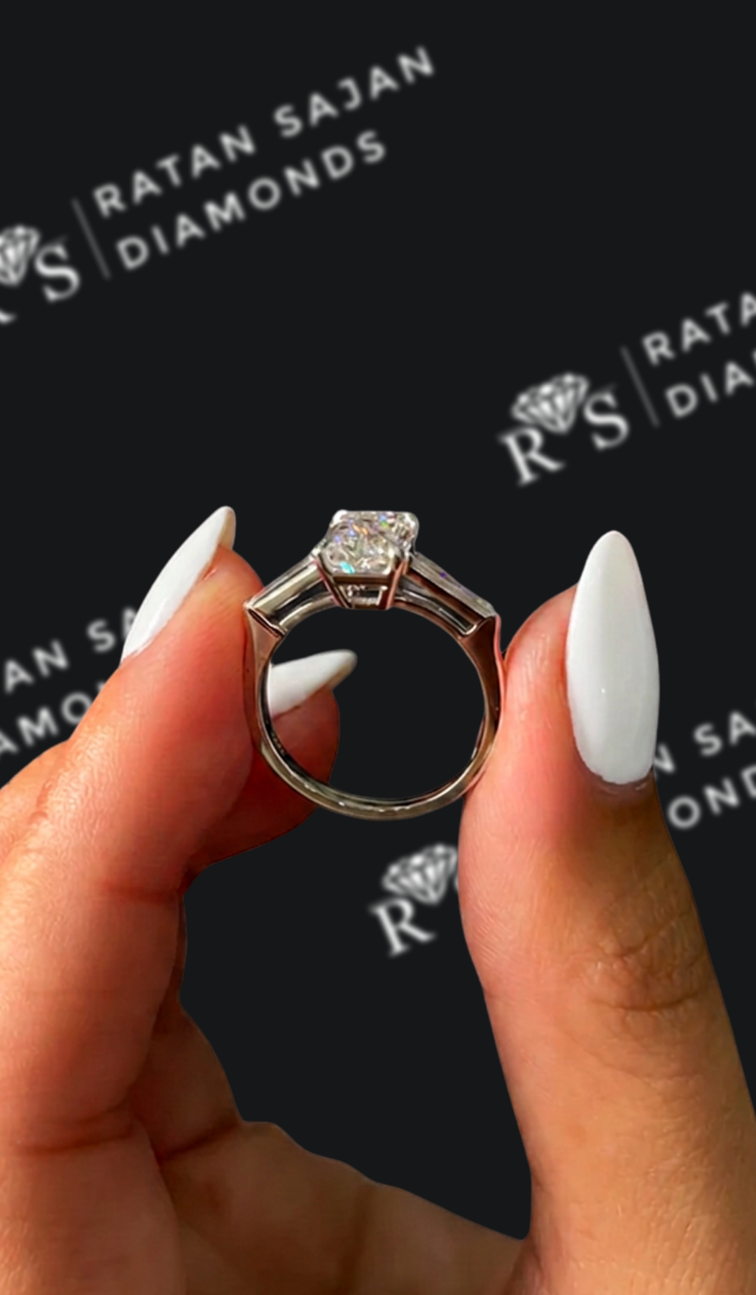 1 carat radiant cut natural diamond engagement ring by Ratan Sajan Diamonds Dubai
