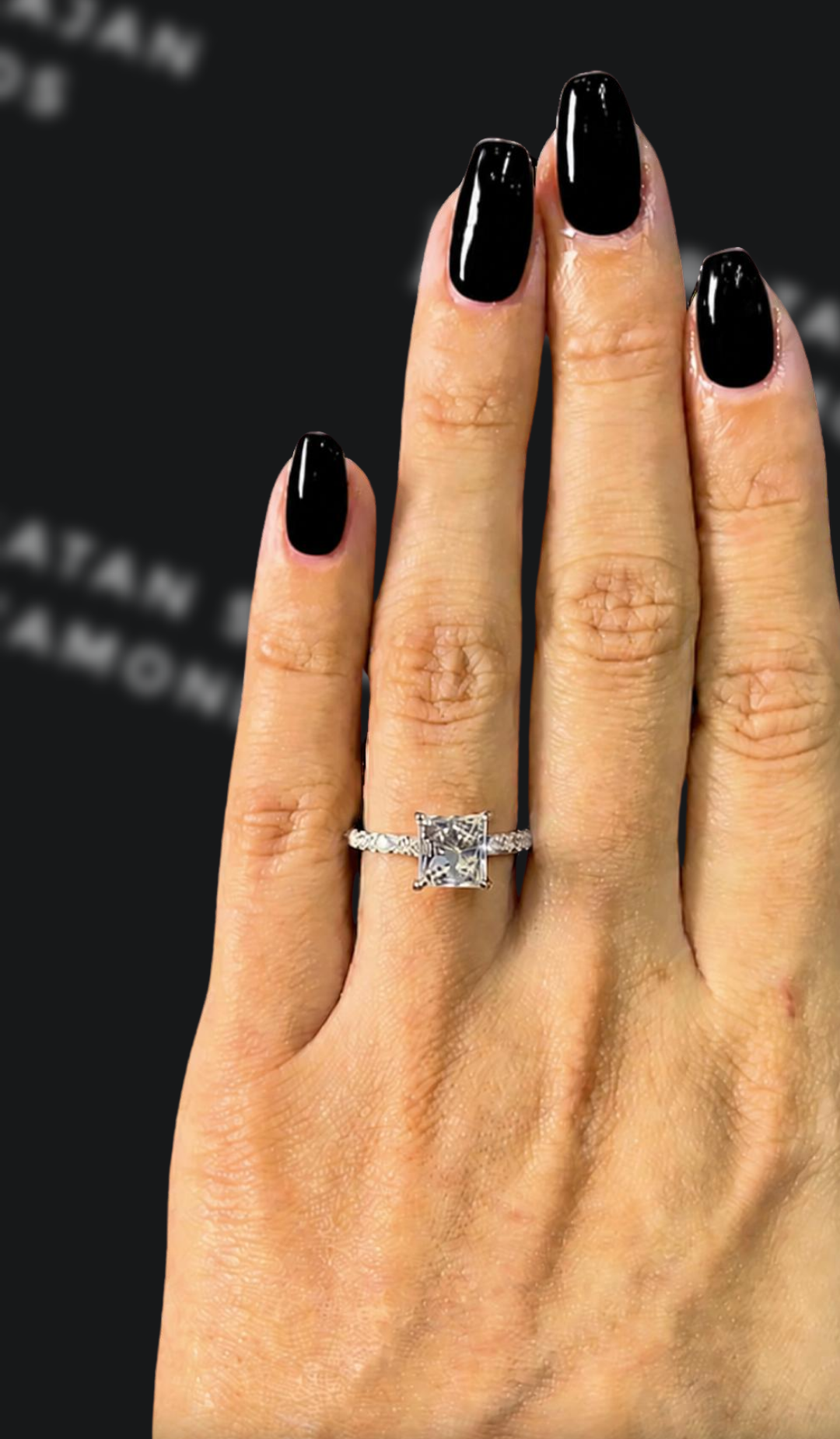 1.5 carat princess cut natural diamond engagement ring by Ratan Sajan Diamonds Dubai