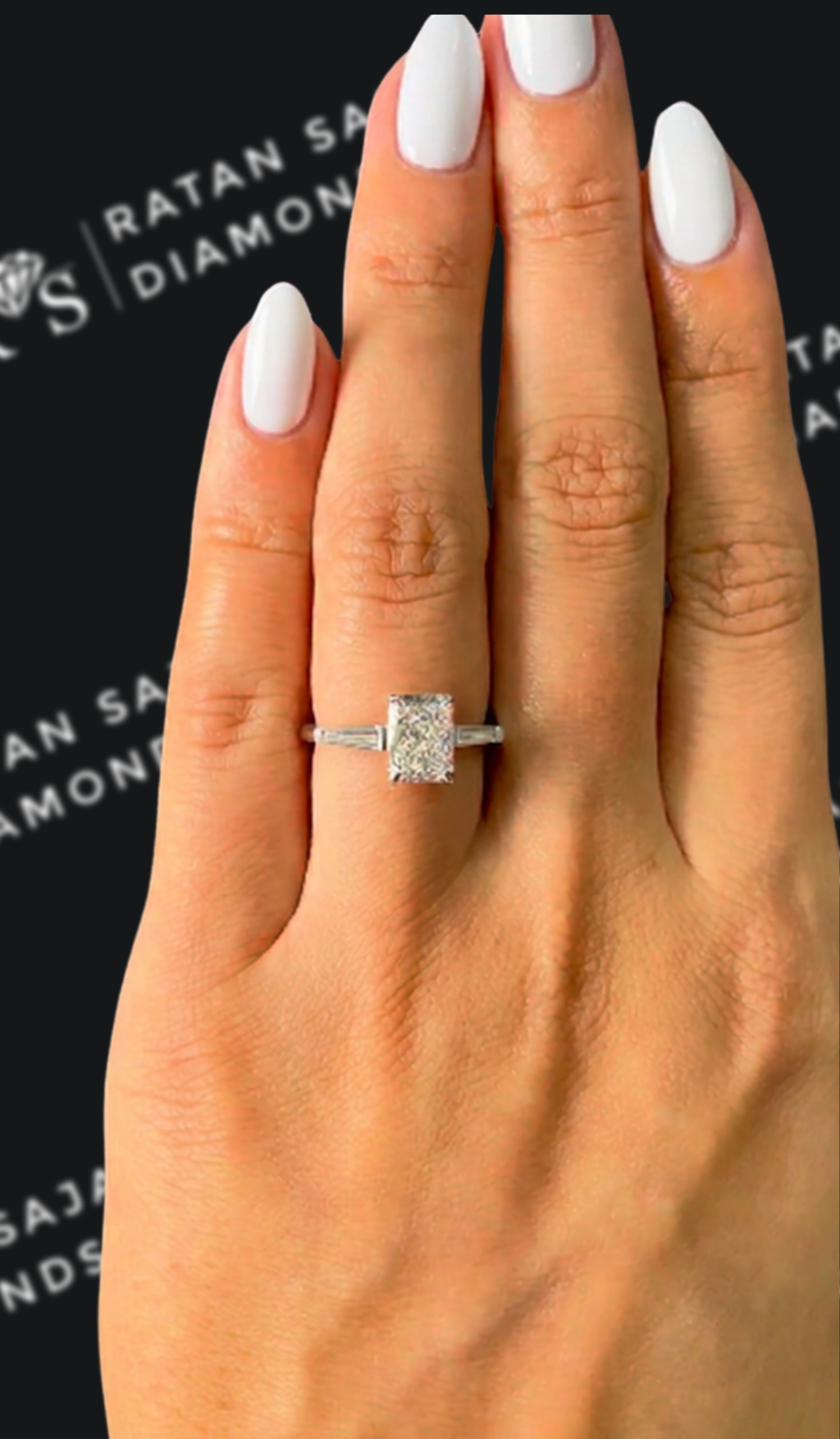 1 carat radiant cut natural diamond engagement ring by Ratan Sajan Diamonds Dubai
