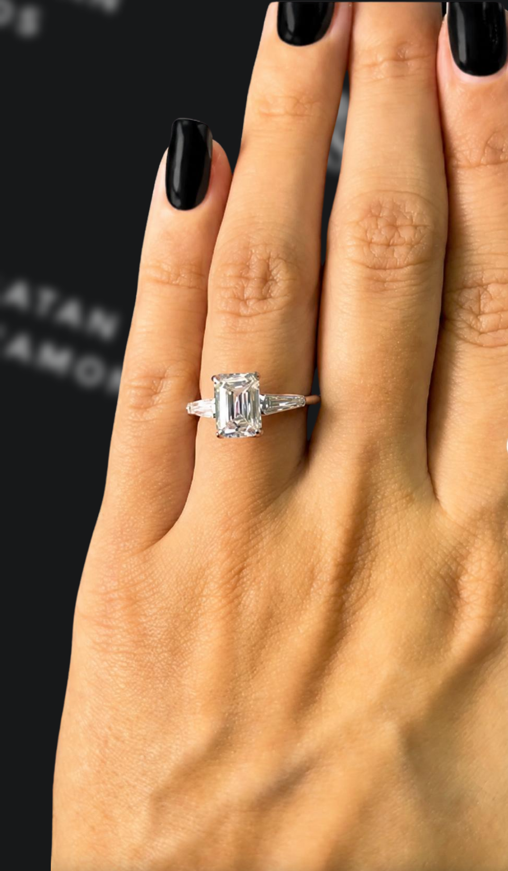 1.5 carat emerald cut natural diamond engagement ring by Ratan Sajan Diamonds Dubai