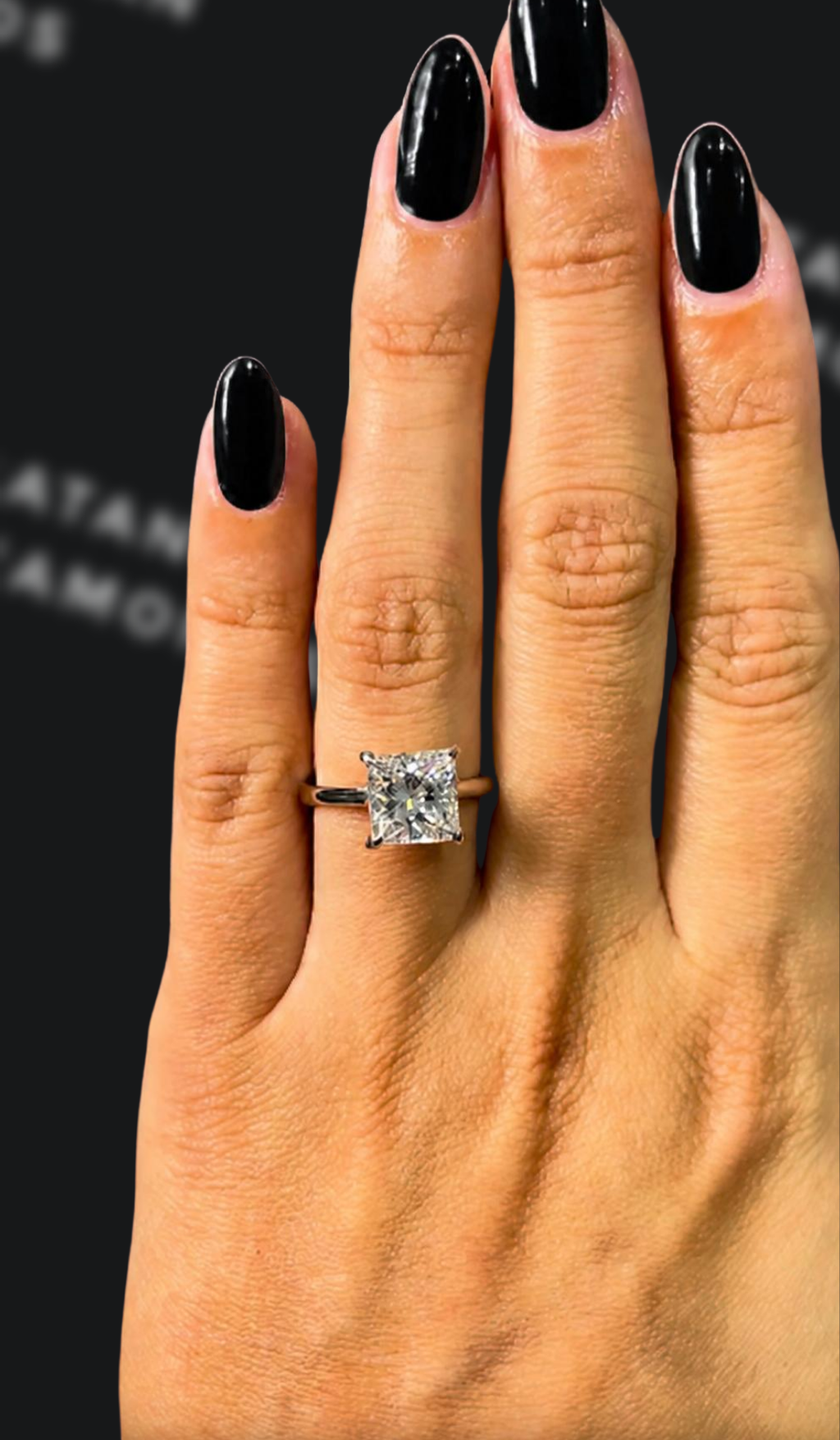 3 carat princess cut natural diamond engagement ring by Ratan Sajan Diamonds Dubai