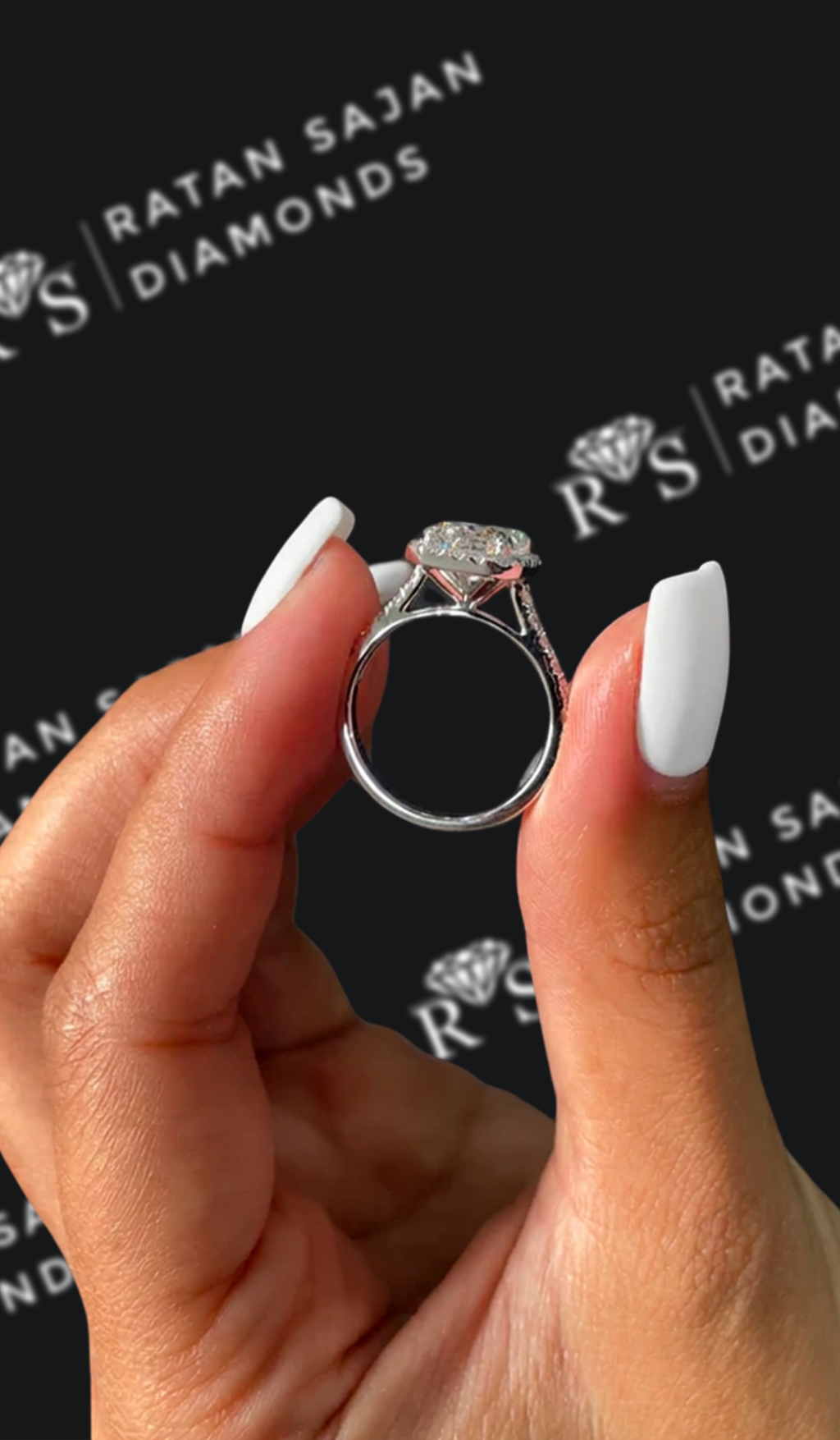 1.5 carat radiant cut natural diamond engagement ring by Ratan Sajan Diamonds Dubai