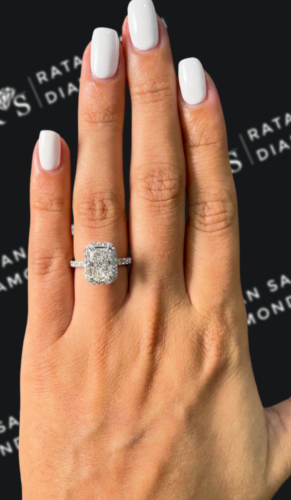 1.5 carat radiant cut natural diamond engagement ring by Ratan Sajan Diamonds Dubai