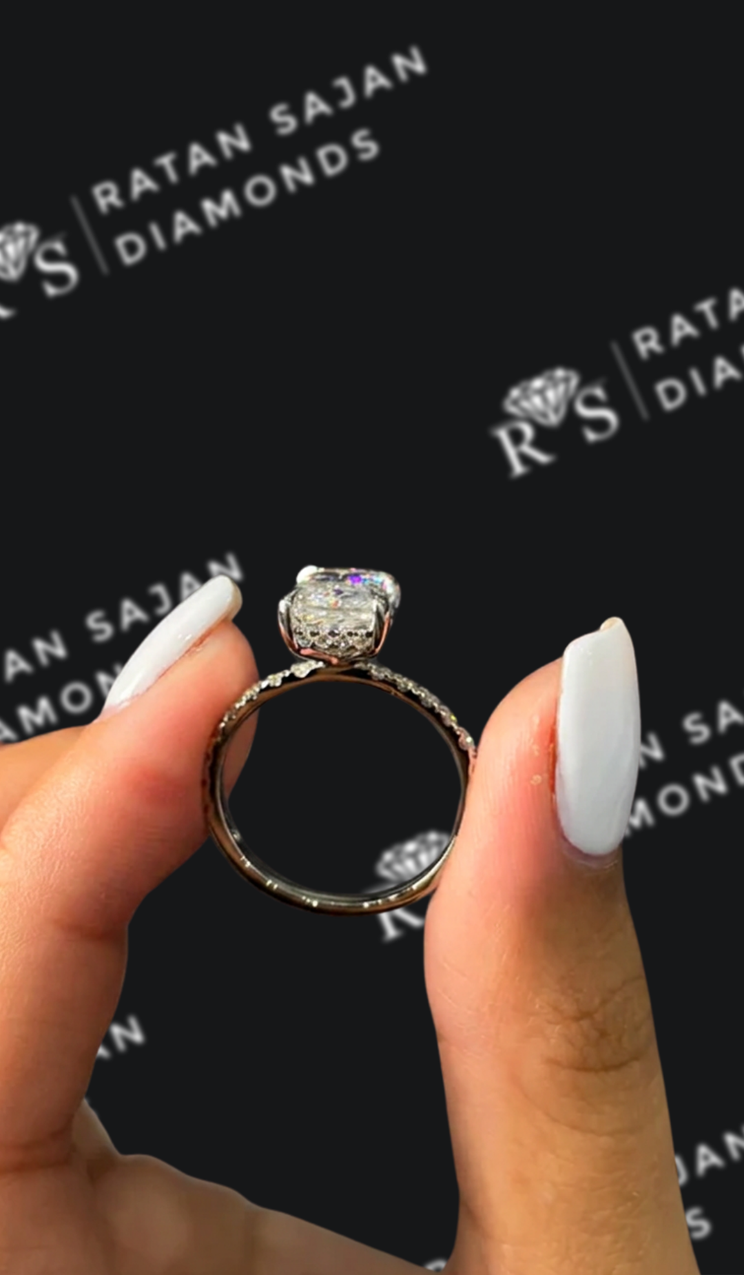 2.5 carat radiant cut natural diamond engagement ring by Ratan Sajan Diamonds Dubai