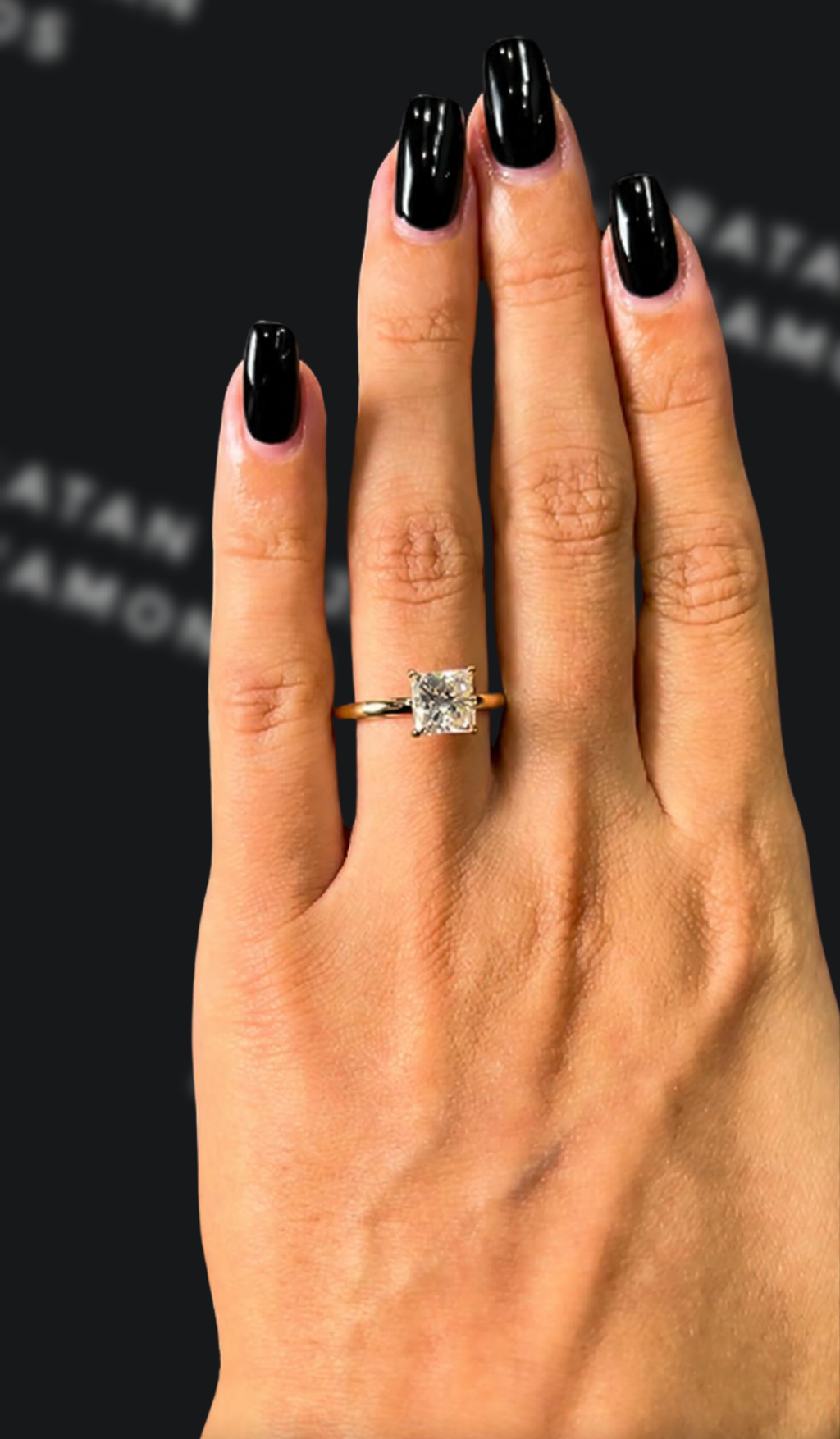 1.5 carat princess cut natural diamond engagement ring by Ratan Sajan Diamonds Dubai