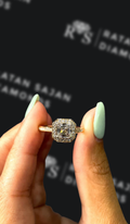 1 Carat Halo Engagement Ring - Asscher Diamond