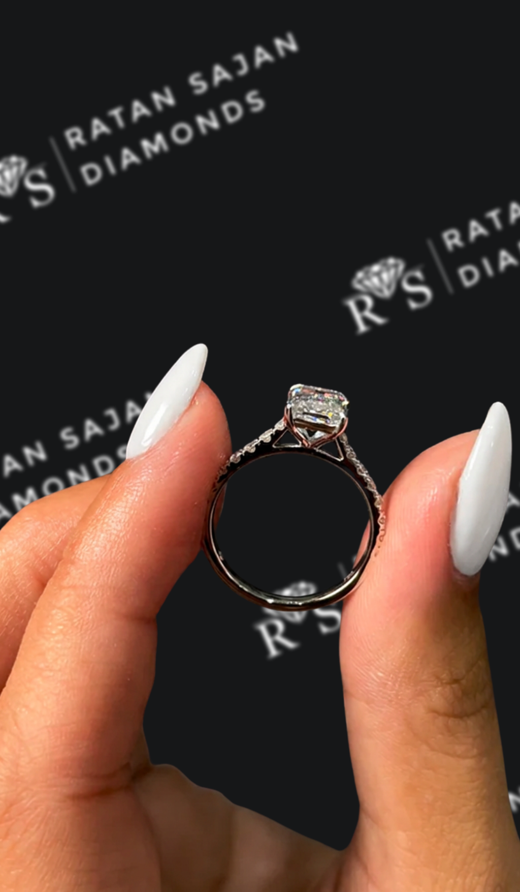 1.5 carat radiant cut natural diamond engagement ring by Ratan Sajan Diamonds Dubai