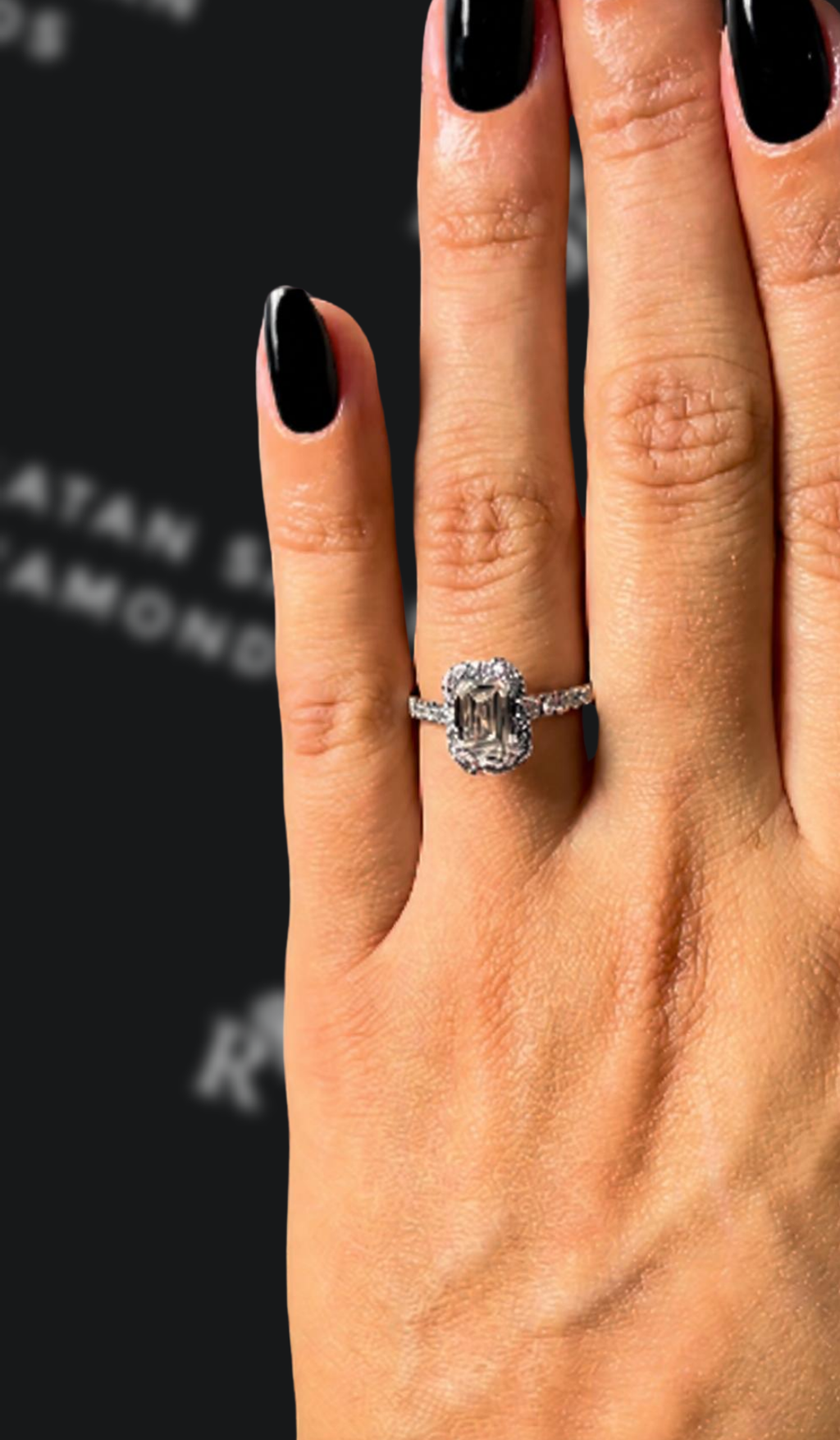 2 carat emerald cut natural diamond engagement ring by Ratan Sajan Diamonds Dubai