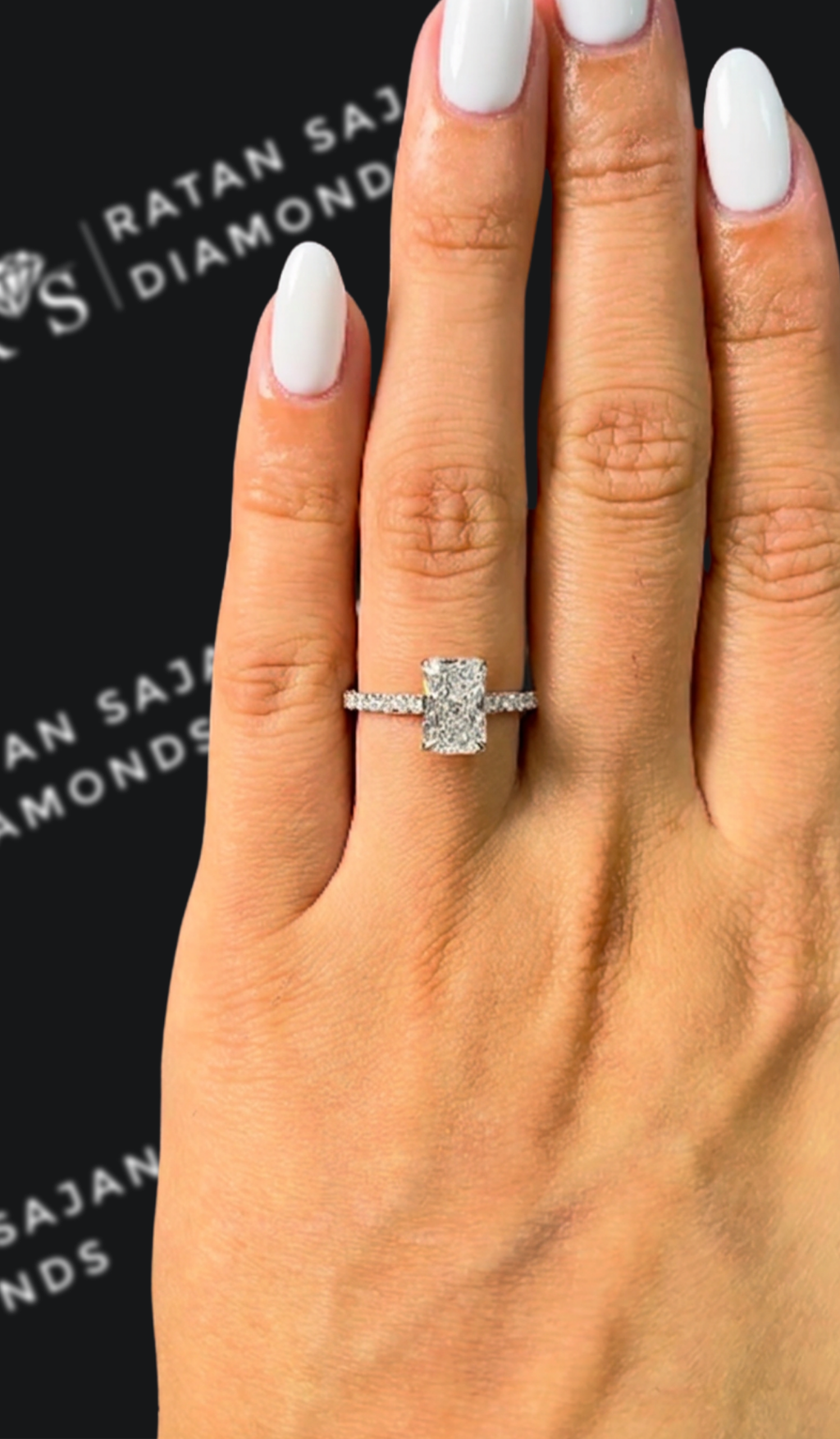 1.5 carat radiant cut natural diamond engagement ring by Ratan Sajan Diamonds Dubai