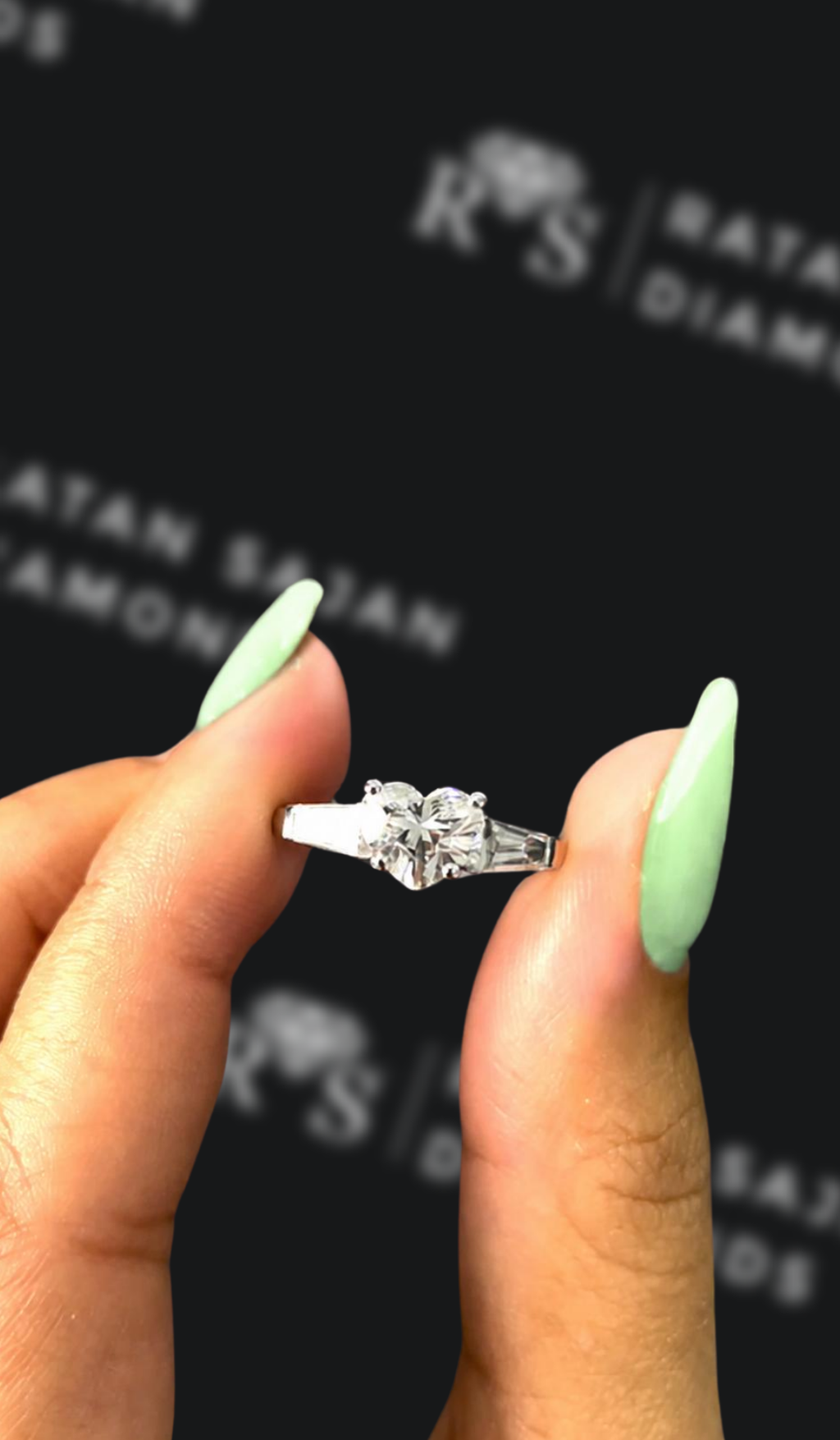 1 Carat Trilogy Engagement Ring - Heart Diamond