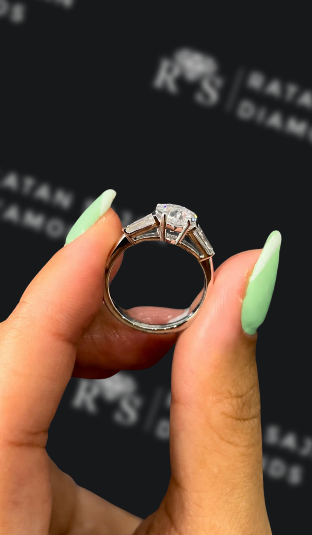 1 Carat Trilogy Engagement Ring - Heart Diamond