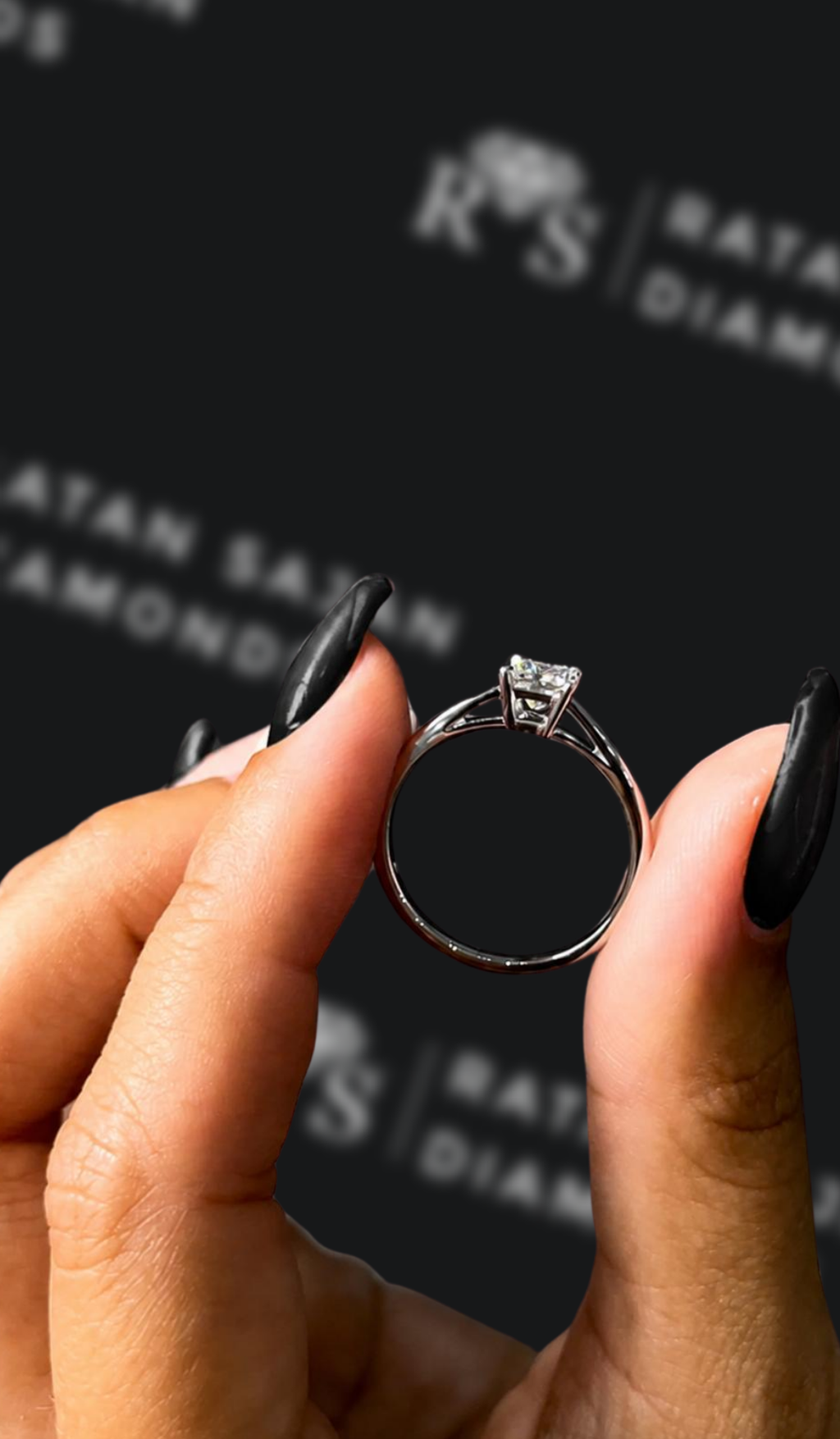 0.5 carat princess cut natural diamond engagement ring by Ratan Sajan Diamonds Dubai