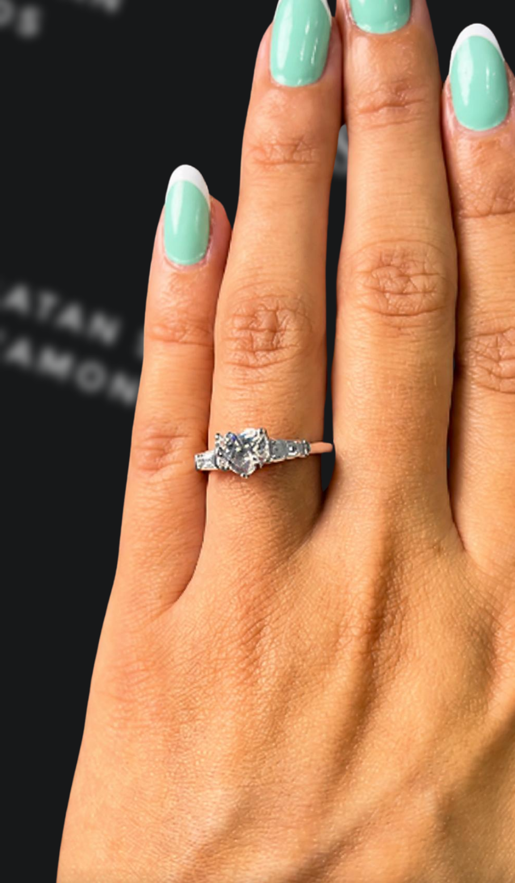 1 Carat Trilogy Engagement Ring - Heart Diamond