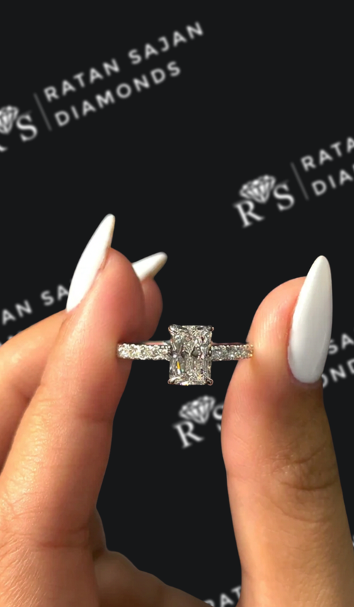 1 carat radiant cut natural diamond engagement ring by Ratan Sajan Diamonds Dubai