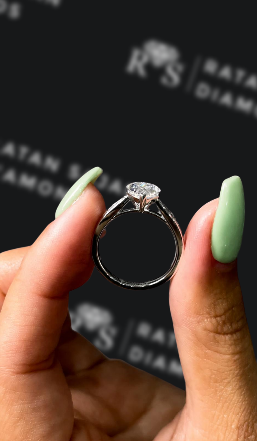 1 Carat Diamond Band Engagement Ring - Heart Diamond