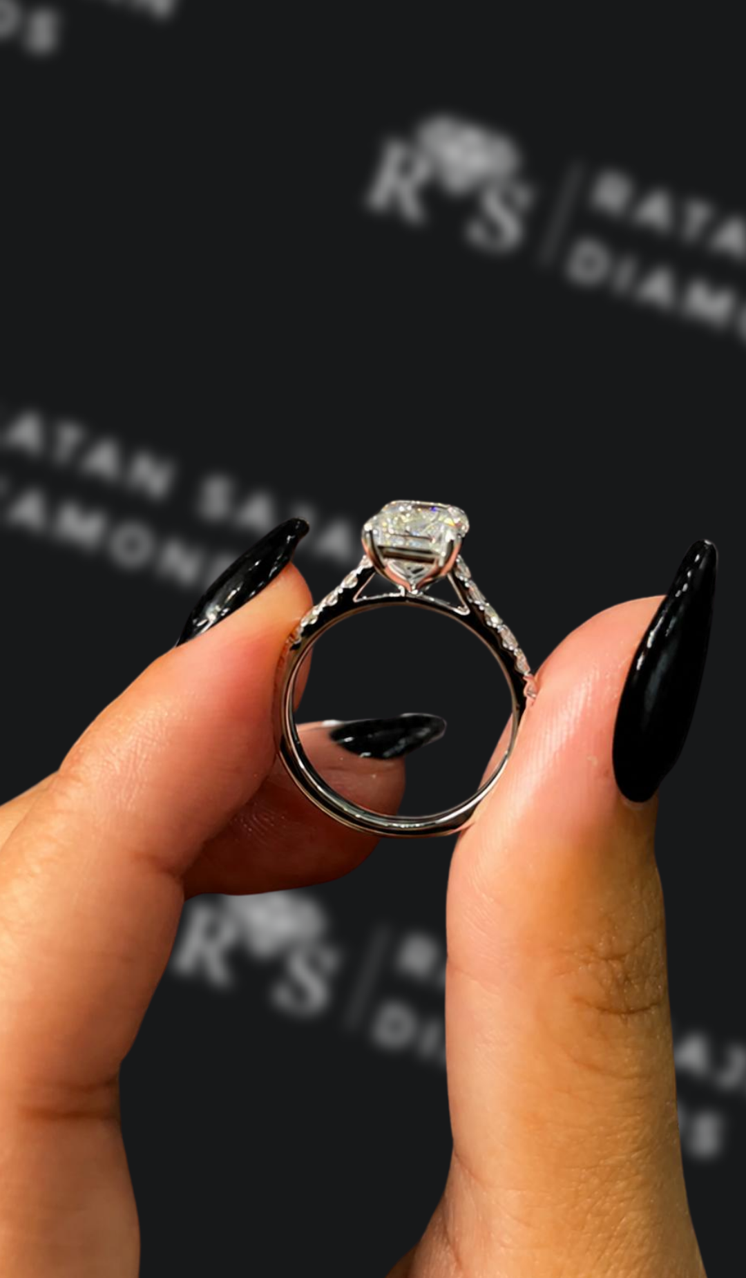 2.5 carat cushion cut natural diamond engagement ring by Ratan Sajan Diamonds Dubai