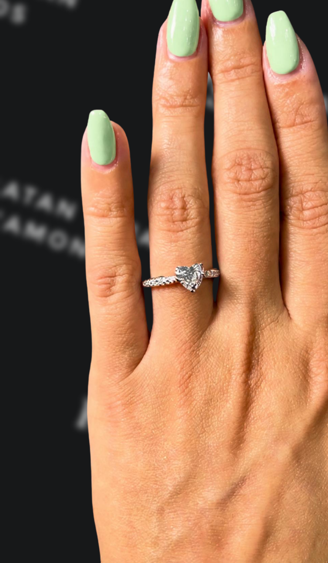 1 Carat Diamond Band Engagement Ring - Heart Diamond