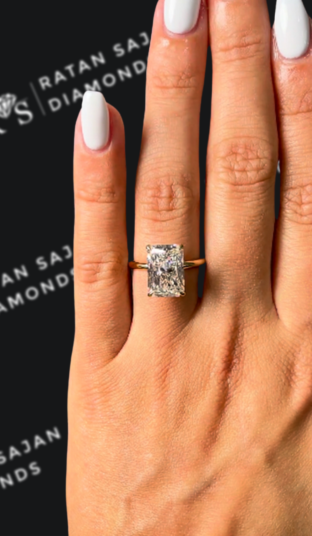 4 carat radiant cut natural diamond engagement ring by Ratan Sajan Diamonds Dubai