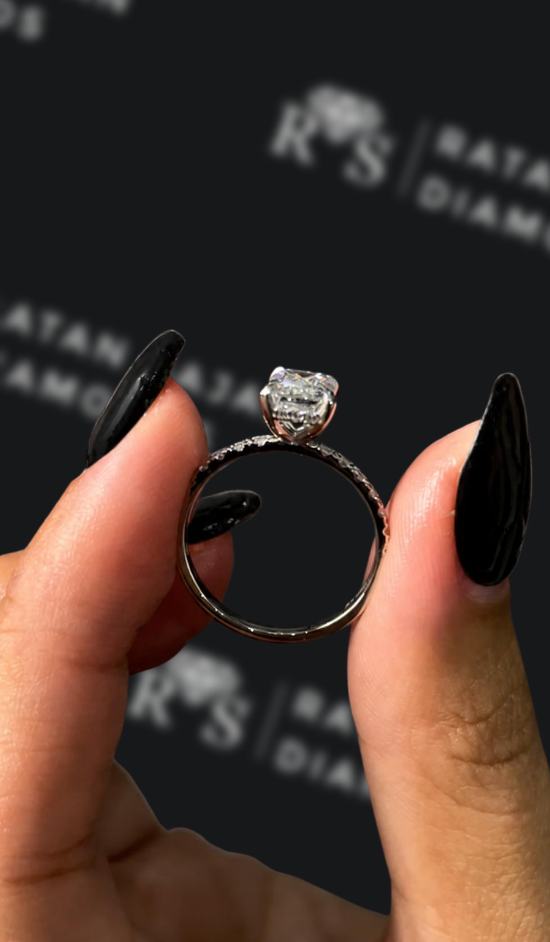 2.5 carat cushion cut natural diamond engagement ring by Ratan Sajan Diamonds Dubai