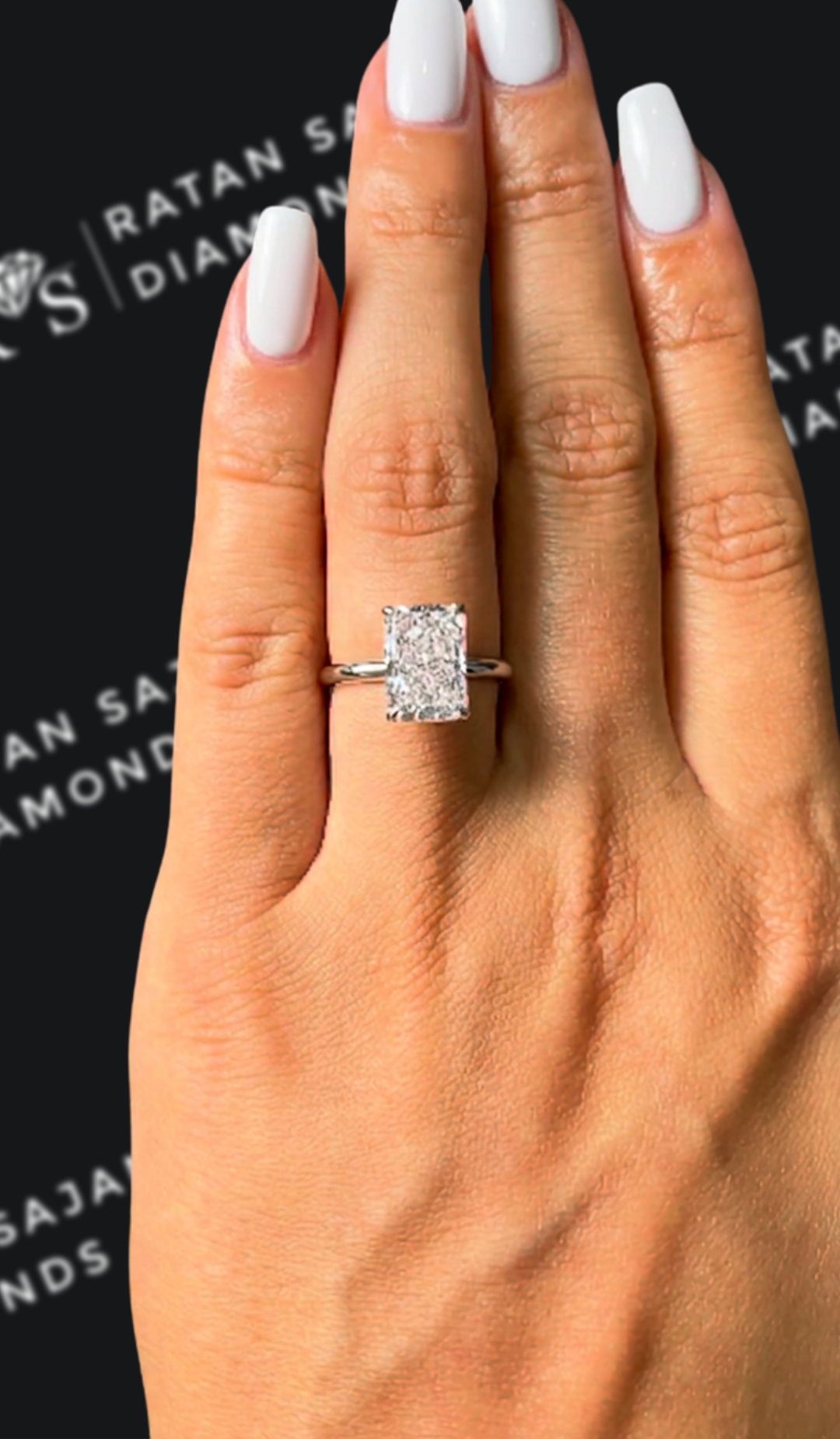 2.5 carat radiant cut natural diamond engagement ring by Ratan Sajan Diamonds Dubai