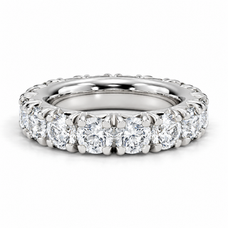 5 CTW Round Cut Natural Diamond French Pavé Full Eternity Band in 18K White Gold