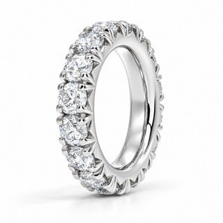 5 CTW Round Cut Natural Diamond French Pavé Full Eternity Band in 18K White Gold