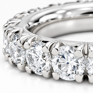 5 CTW Round Cut Natural Diamond French Pavé Full Eternity Band in 18K White Gold