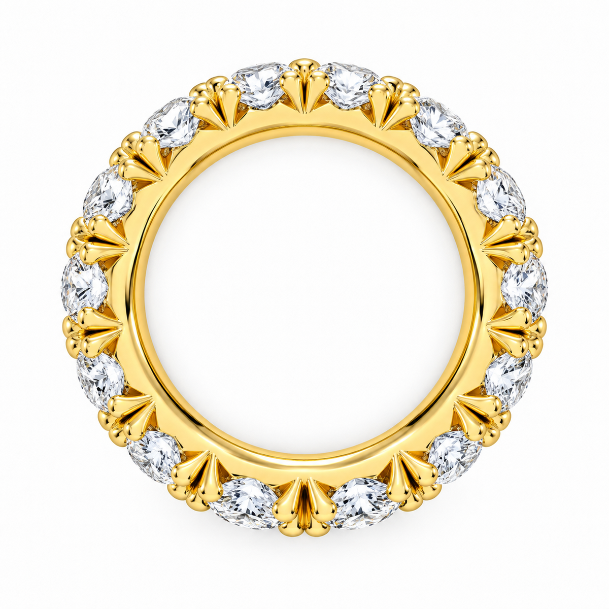 5 CTW Round Cut Natural Diamond French Pavé Full Eternity Band in 18K Yellow Gold