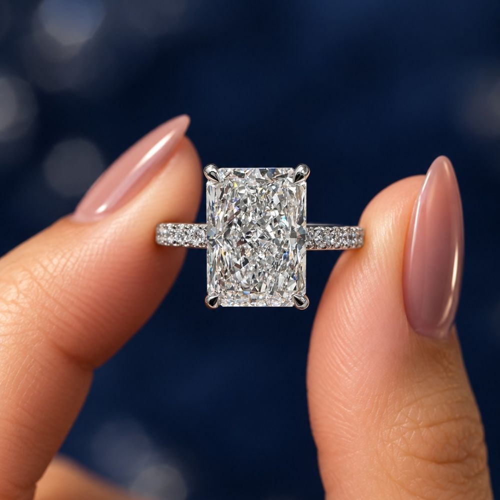 5 Carat - Long Radiant - Natural Diamond - Solitaire Engagement Ring