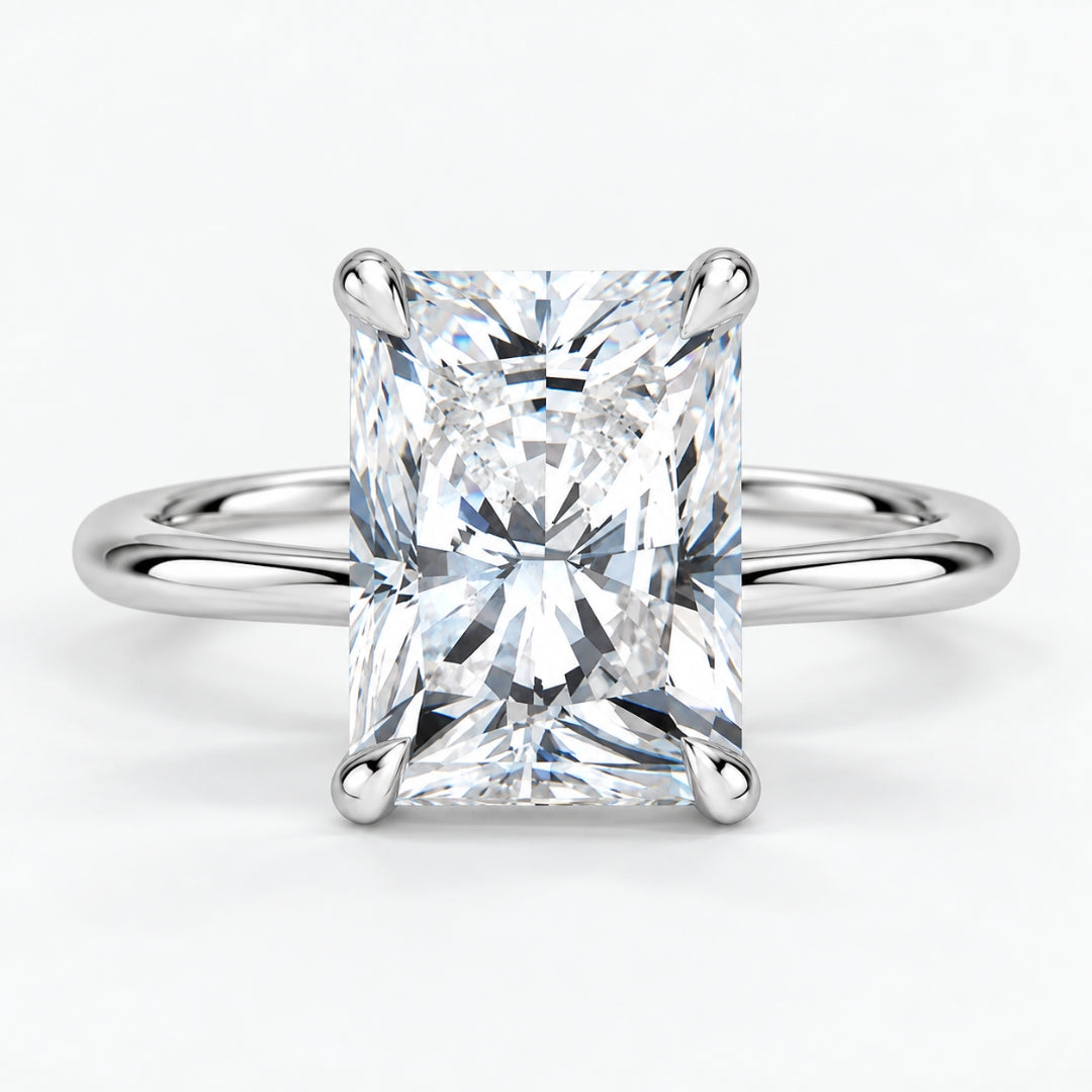 5 Carat - Long Radiant - Natural Diamond - Solitaire Engagement Ring