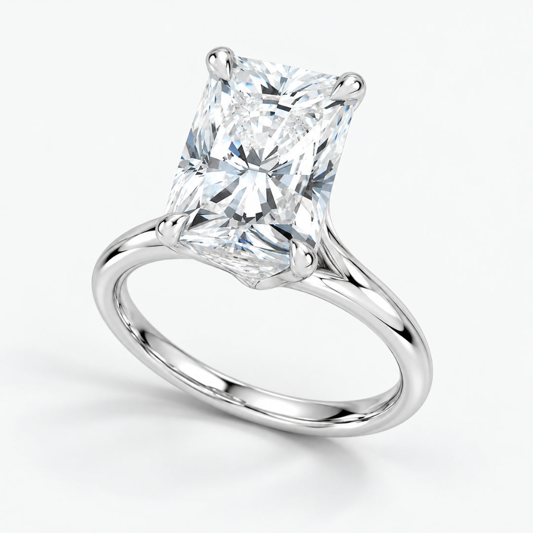 1 Carat - Emerald - Natural Diamond - Solitaire Engagement Ring