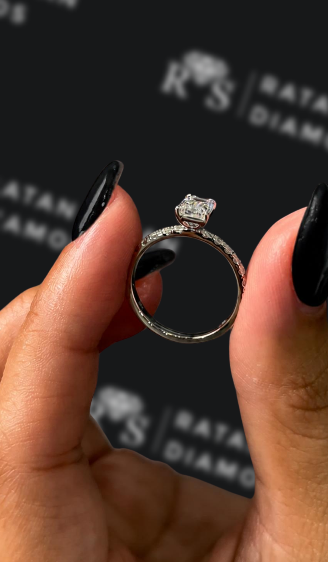 2.5 carat cushion cut natural diamond engagement ring by Ratan Sajan Diamonds Dubai