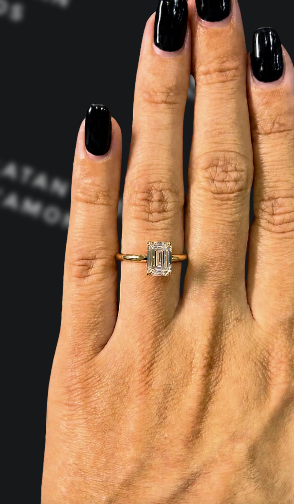 1.5 carat emerald cut natural diamond engagement ring by Ratan Sajan Diamonds Dubai
