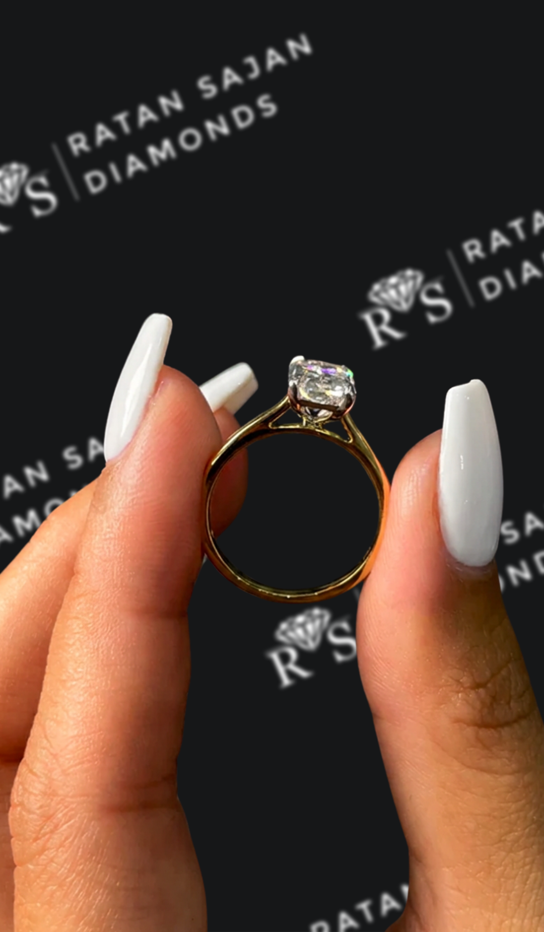 1.5 carat radiant cut natural diamond engagement ring by Ratan Sajan Diamonds Dubai
