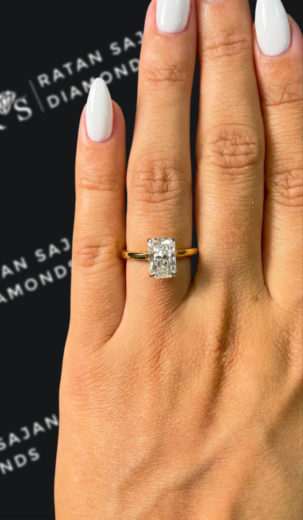 1.5 carat radiant cut natural diamond engagement ring by Ratan Sajan Diamonds Dubai