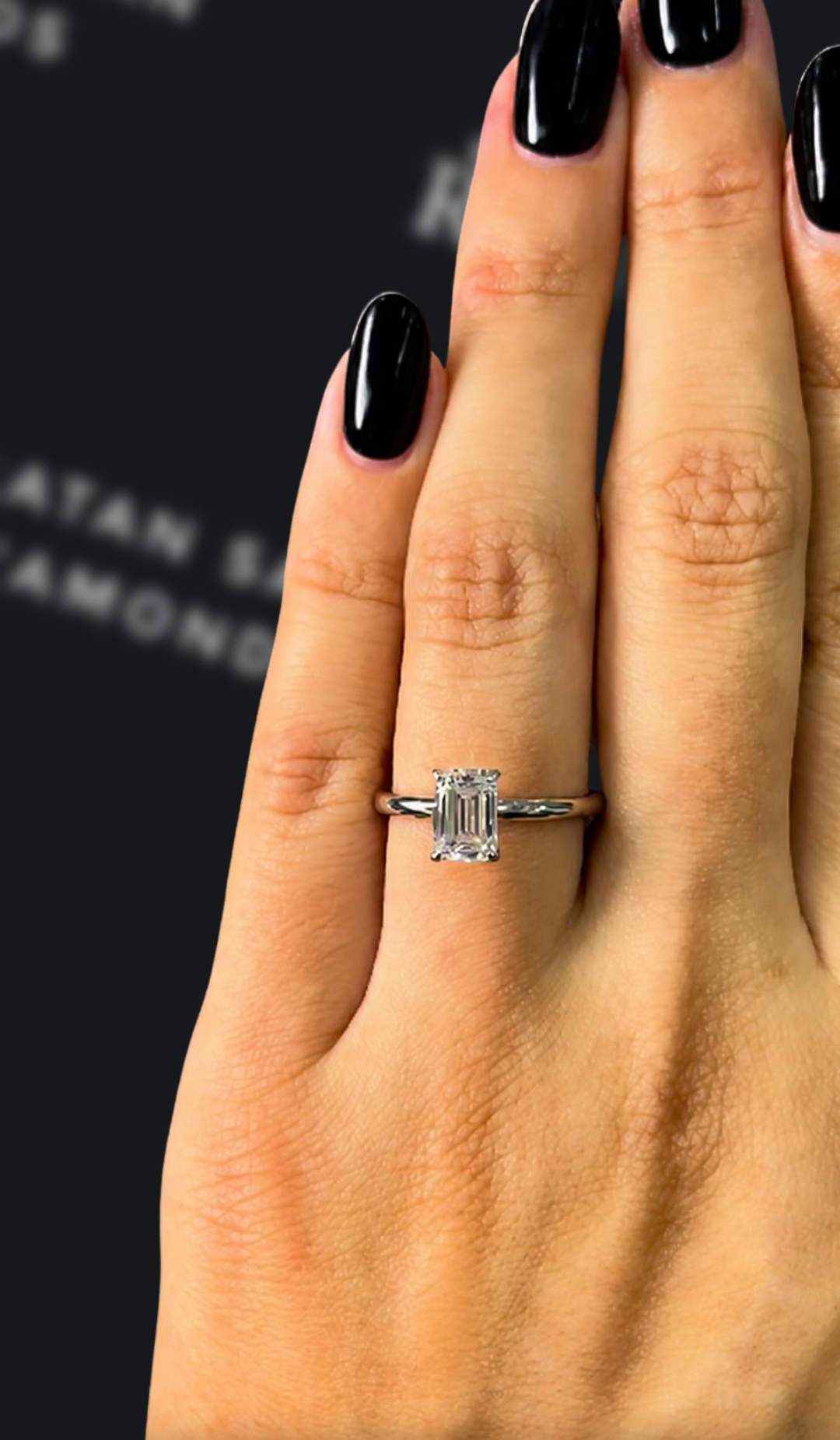1 carat emerald cut natural diamond engagement ring by Ratan Sajan Diamonds Dubai